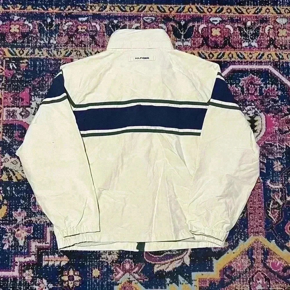 Tommy Hilfiger Rain Coat Y2K Fleece Lined Full Zip Jacket, White, Mens XXL - Picture 2 of 2